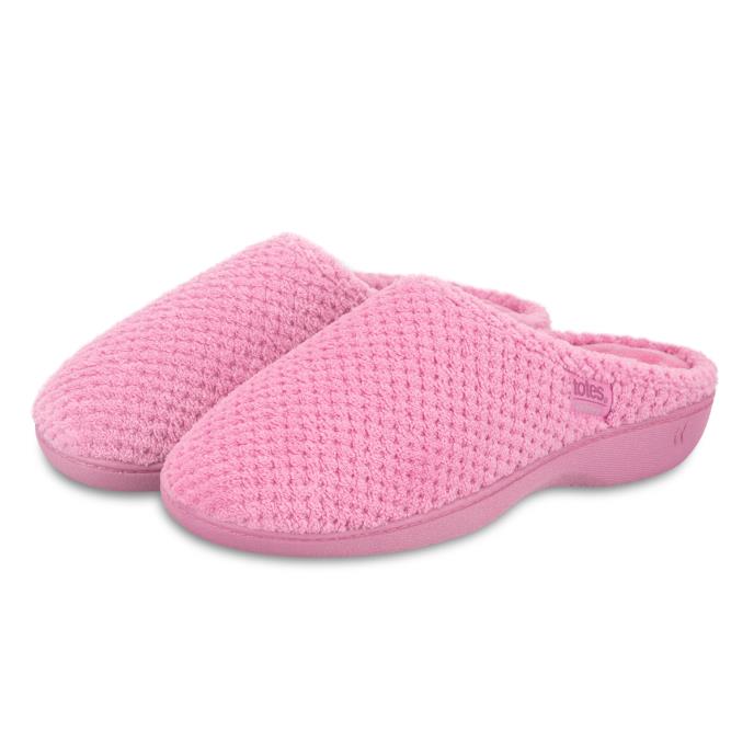 Isotoner® Ladies Popcorn Terry Mule Slipper Pink Extra Image 1
